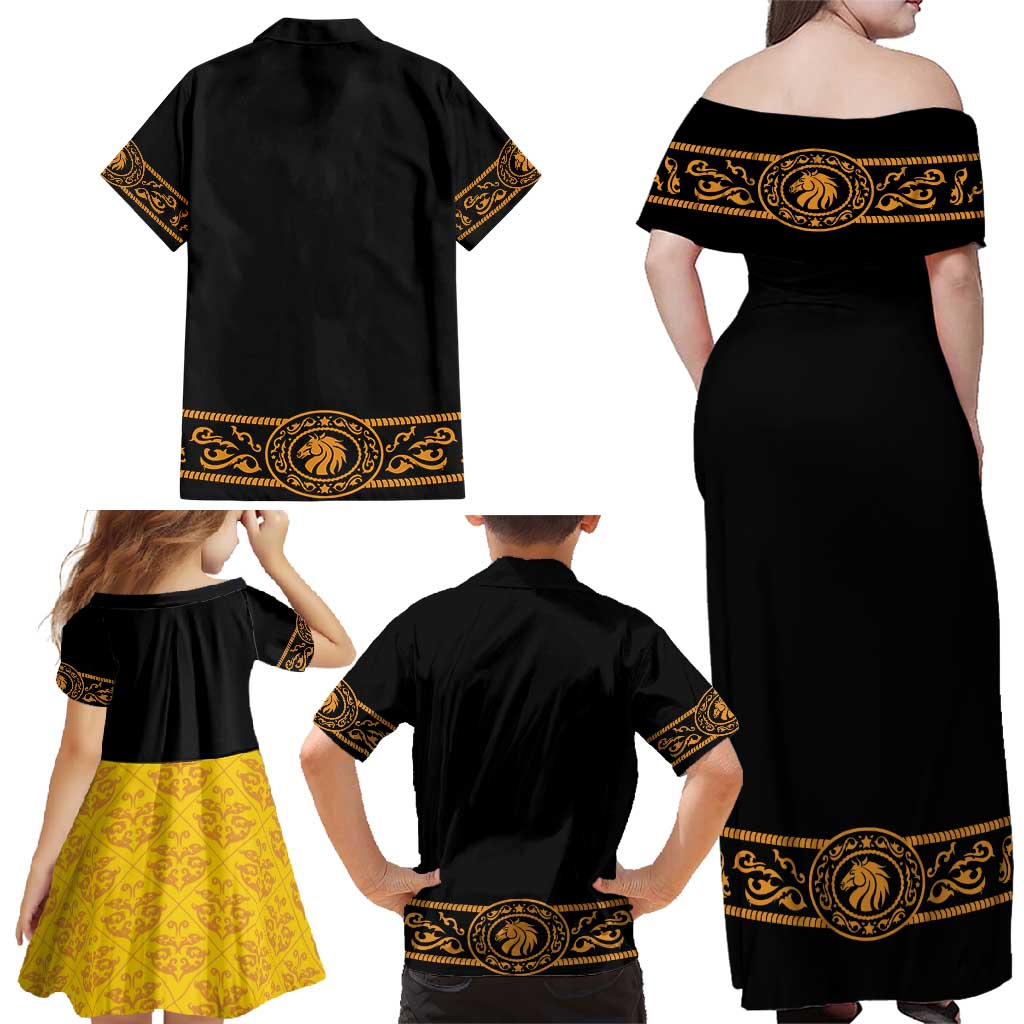 Mexican Mariachi Charro Suit Stylized Family Matching Off Shoulder Maxi Dress and Hawaiian Shirt Cinco de Mayo Fiesta