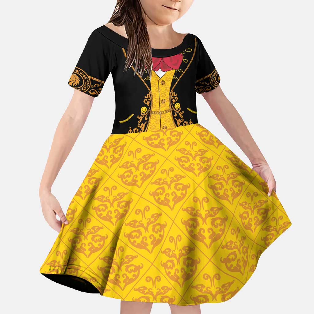 Mexican Mariachi Charro Suit Stylized Family Matching Short Sleeve Bodycon Dress and Hawaiian Shirt Cinco de Mayo Fiesta