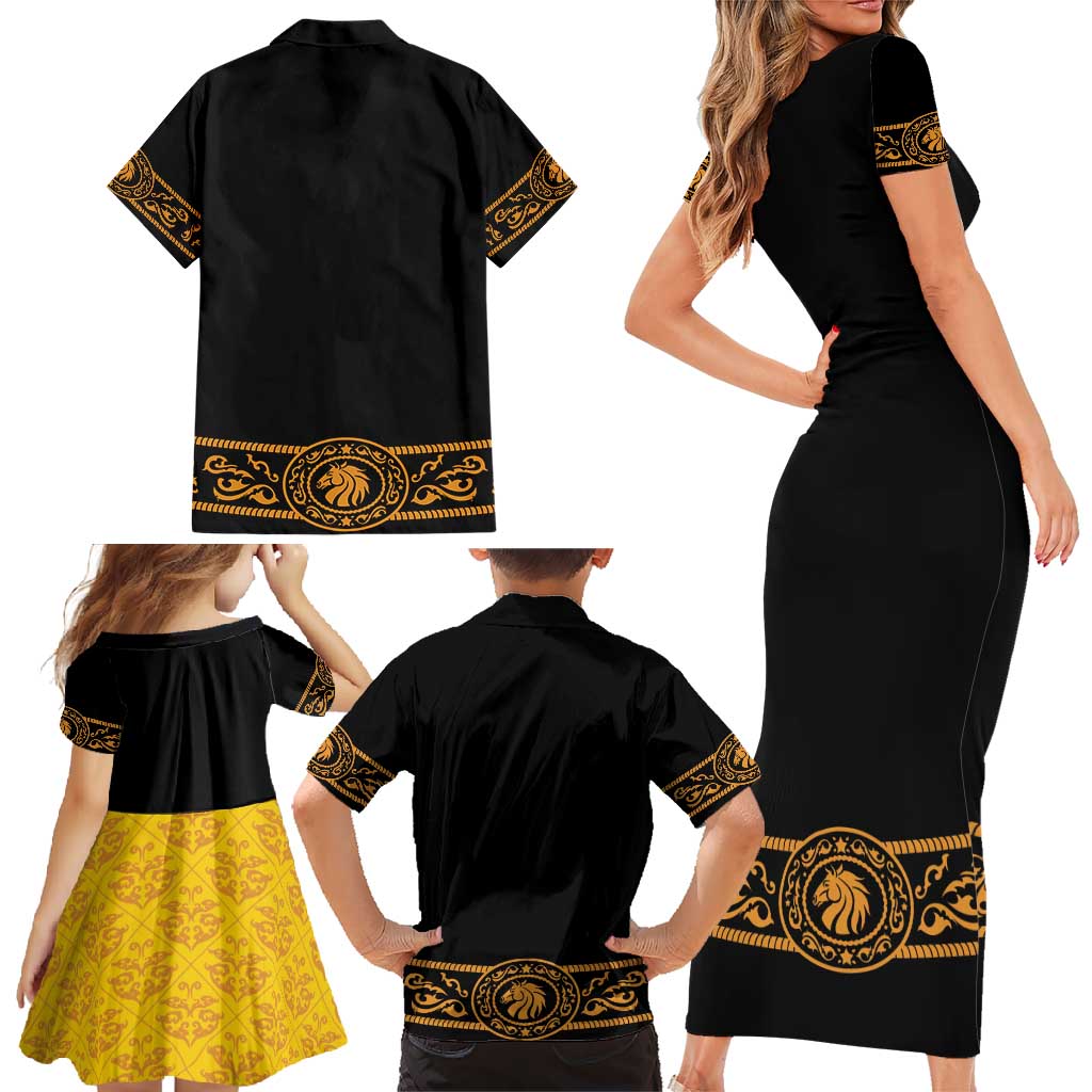 Mexican Mariachi Charro Suit Stylized Family Matching Short Sleeve Bodycon Dress and Hawaiian Shirt Cinco de Mayo Fiesta