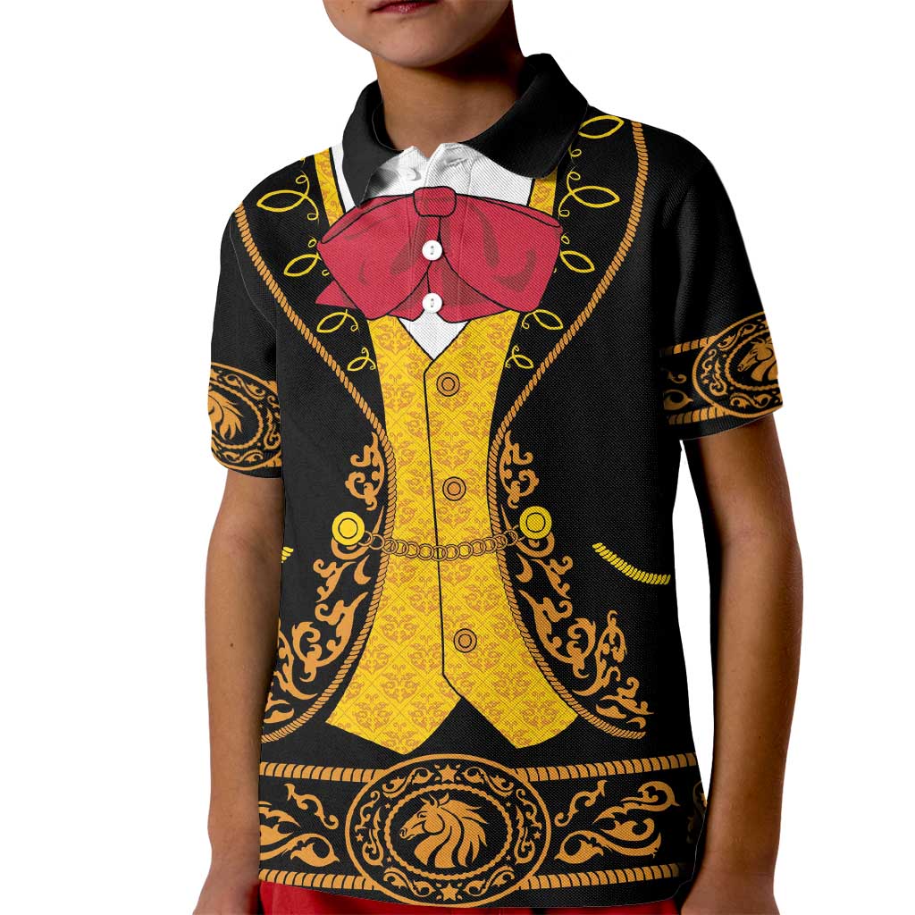 Mexican Mariachi Charro Suit Stylized Kid Polo Shirt Cinco de Mayo Fiesta