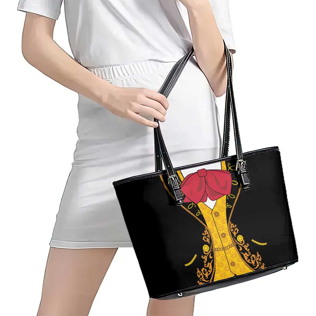 Mexican Mariachi Charro Suit Stylized Leather Tote Bag Cinco de Mayo Fiesta