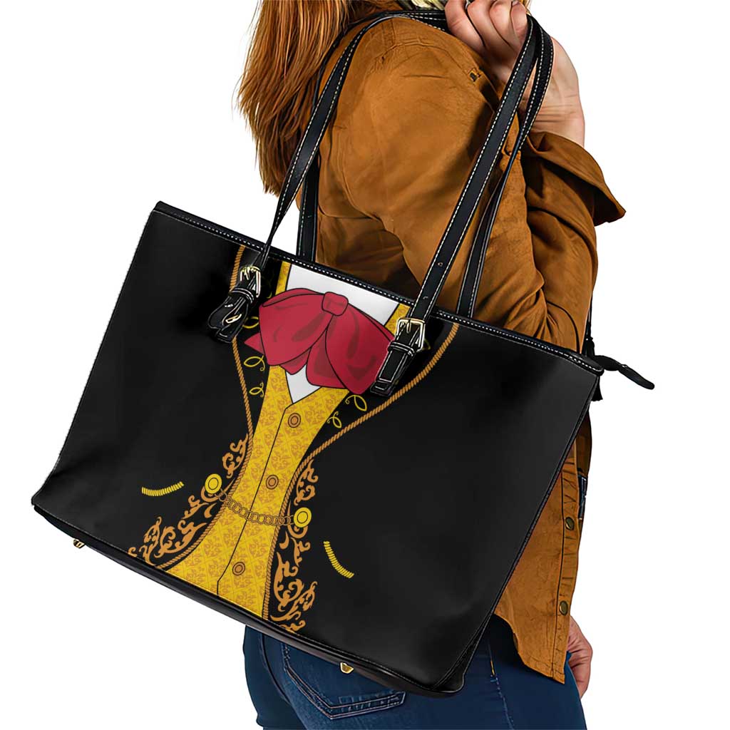 Mexican Mariachi Charro Suit Stylized Leather Tote Bag Cinco de Mayo Fiesta