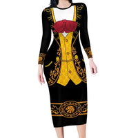 Mexican Mariachi Charro Suit Stylized Long Sleeve Bodycon Dress Cinco de Mayo Fiesta