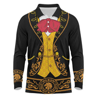 Mexican Mariachi Charro Suit Stylized Long Sleeve Polo Shirt Cinco de Mayo Fiesta