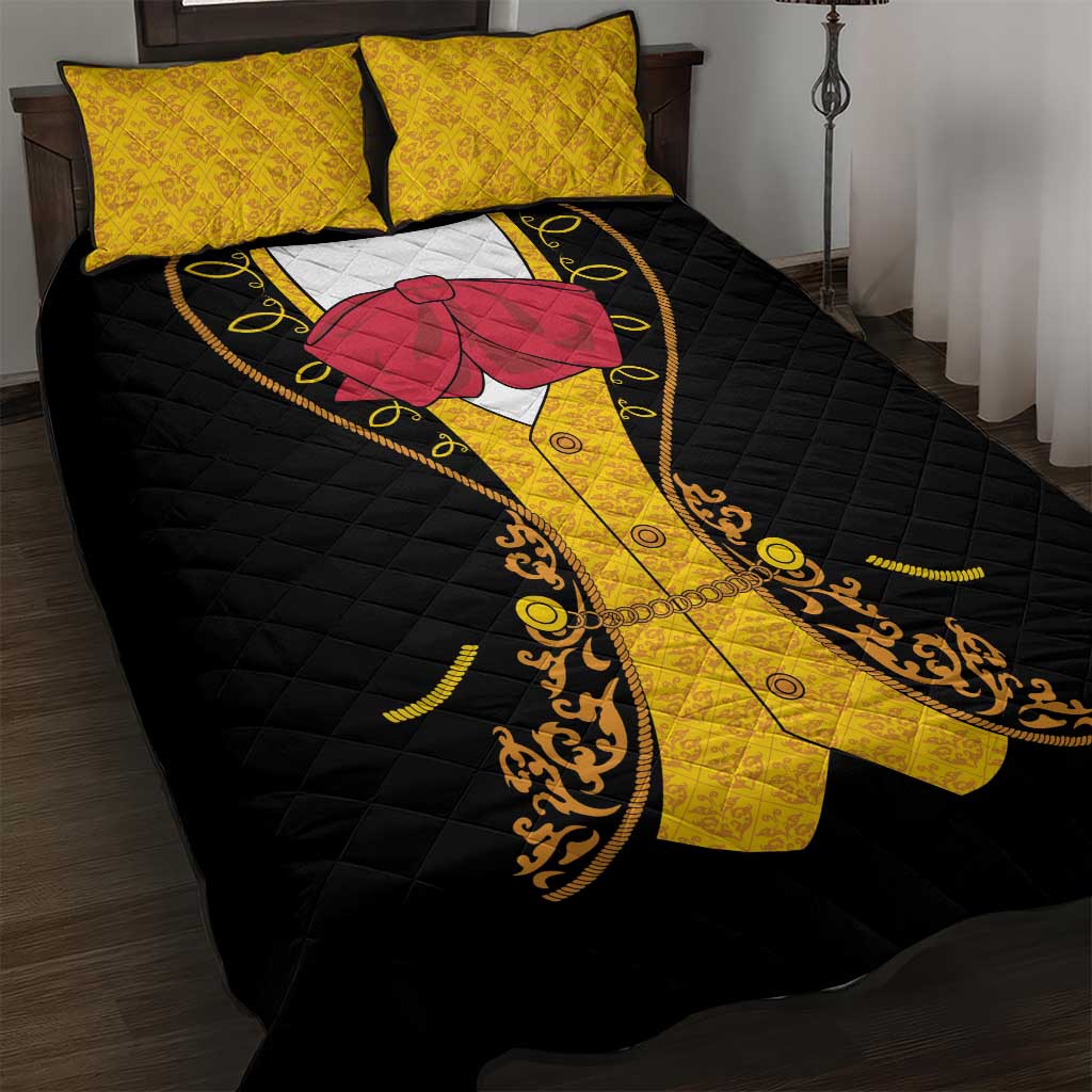 Mexican Mariachi Charro Suit Stylized Quilt Bed Set Cinco de Mayo Fiesta