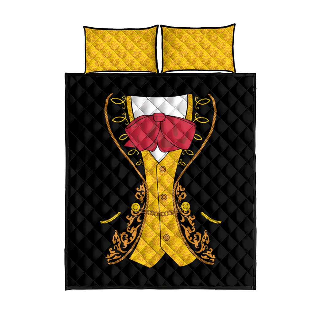 Mexican Mariachi Charro Suit Stylized Quilt Bed Set Cinco de Mayo Fiesta