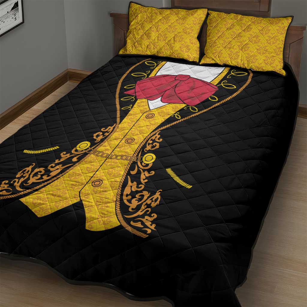 Mexican Mariachi Charro Suit Stylized Quilt Bed Set Cinco de Mayo Fiesta