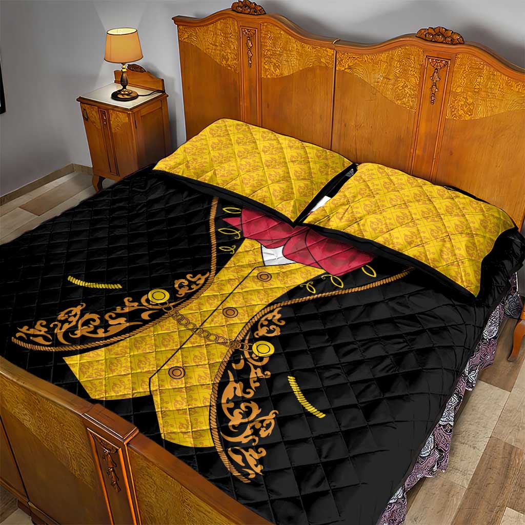 Mexican Mariachi Charro Suit Stylized Quilt Bed Set Cinco de Mayo Fiesta