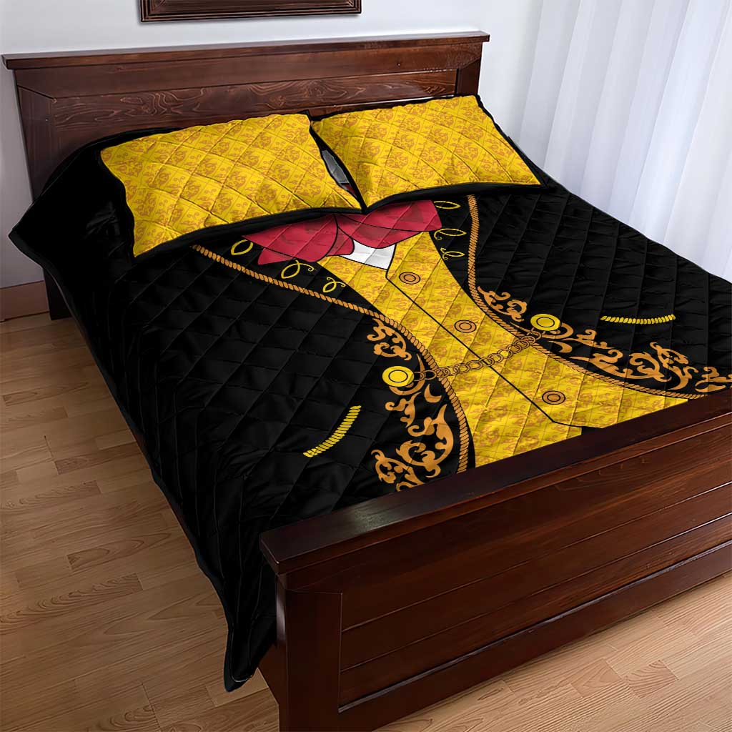 Mexican Mariachi Charro Suit Stylized Quilt Bed Set Cinco de Mayo Fiesta