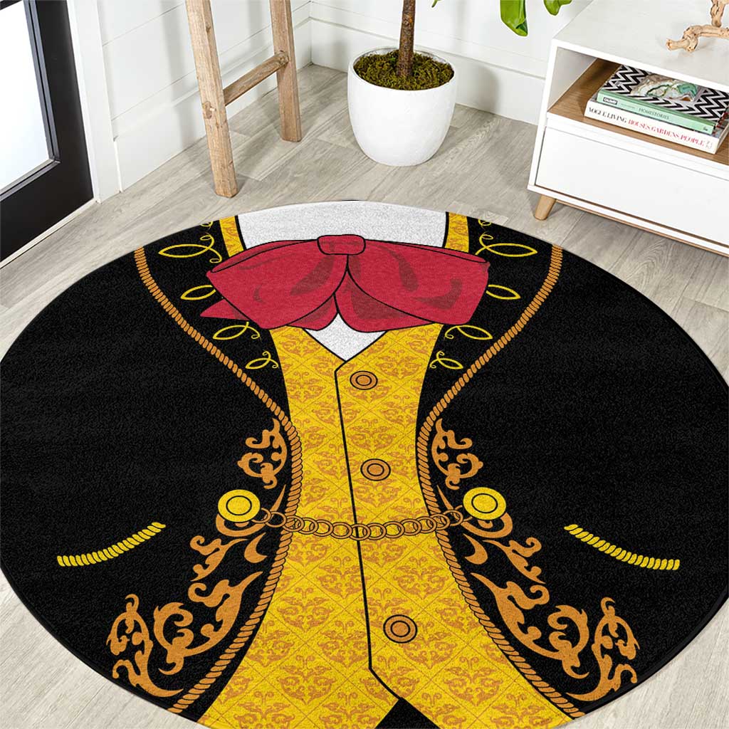 Mexican Mariachi Charro Suit Stylized Round Carpet Cinco de Mayo Fiesta
