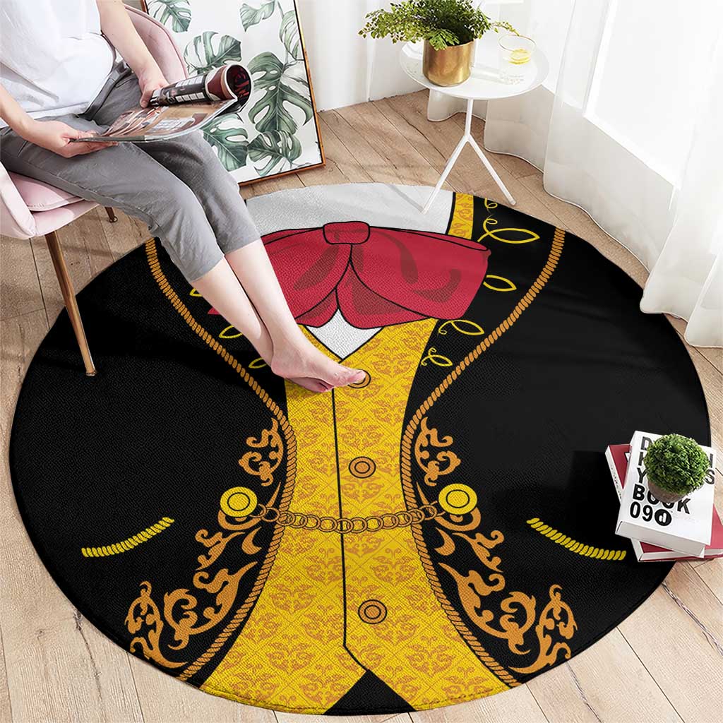 Mexican Mariachi Charro Suit Stylized Round Carpet Cinco de Mayo Fiesta