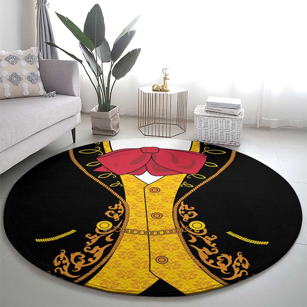 Mexican Mariachi Charro Suit Stylized Round Carpet Cinco de Mayo Fiesta