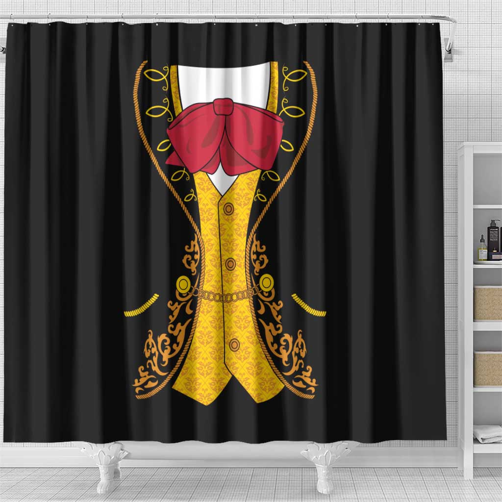 Mexican Mariachi Charro Suit Stylized Shower Curtain Cinco de Mayo Fiesta