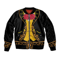 Mexican Mariachi Charro Suit Stylized Sleeve Zip Bomber Jacket Cinco de Mayo Fiesta
