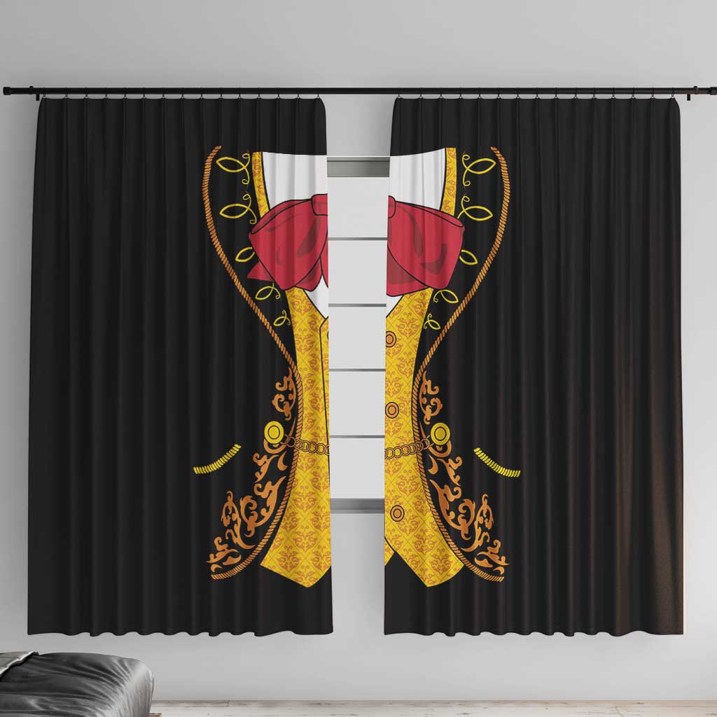 Mexican Mariachi Charro Suit Stylized Window Curtain Cinco de Mayo Fiesta