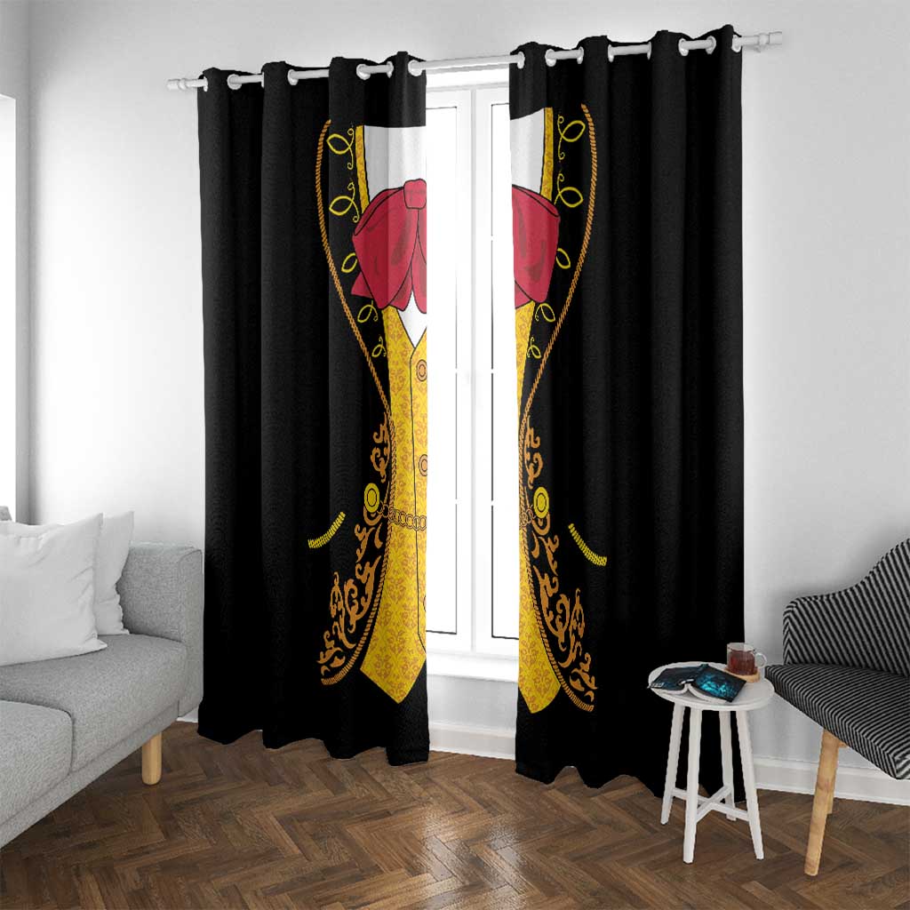 Mexican Mariachi Charro Suit Stylized Window Curtain Cinco de Mayo Fiesta