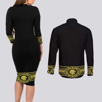 Mexican Charro Suit Stylized Couples Matching Long Sleeve Bodycon Dress and Long Sleeve Button Shirt Cinco de Mayo Costume