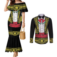 Mexican Charro Suit Stylized Couples Matching Mermaid Dress and Long Sleeve Button Shirt Cinco de Mayo Costume