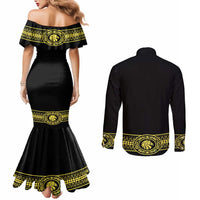 Mexican Charro Suit Stylized Couples Matching Mermaid Dress and Long Sleeve Button Shirt Cinco de Mayo Costume