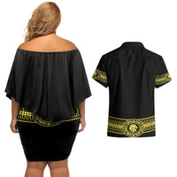 Mexican Charro Suit Stylized Couples Matching Off Shoulder Short Dress and Hawaiian Shirt Cinco de Mayo Costume