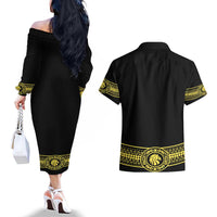 Mexican Charro Suit Stylized Couples Matching Off The Shoulder Long Sleeve Dress and Hawaiian Shirt Cinco de Mayo Costume