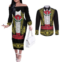 Mexican Charro Suit Stylized Couples Matching Off The Shoulder Long Sleeve Dress and Long Sleeve Button Shirt Cinco de Mayo Costume