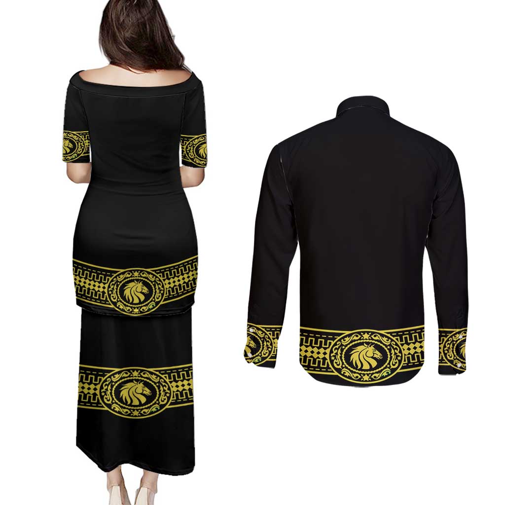 Mexican Charro Suit Stylized Couples Matching Puletasi and Long Sleeve Button Shirt Cinco de Mayo Costume
