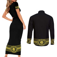 Mexican Charro Suit Stylized Couples Matching Short Sleeve Bodycon Dress and Long Sleeve Button Shirt Cinco de Mayo Costume