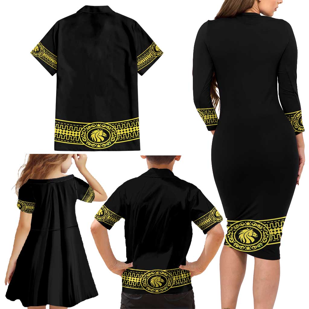 Mexican Charro Suit Stylized Family Matching Long Sleeve Bodycon Dress and Hawaiian Shirt Cinco de Mayo Costume
