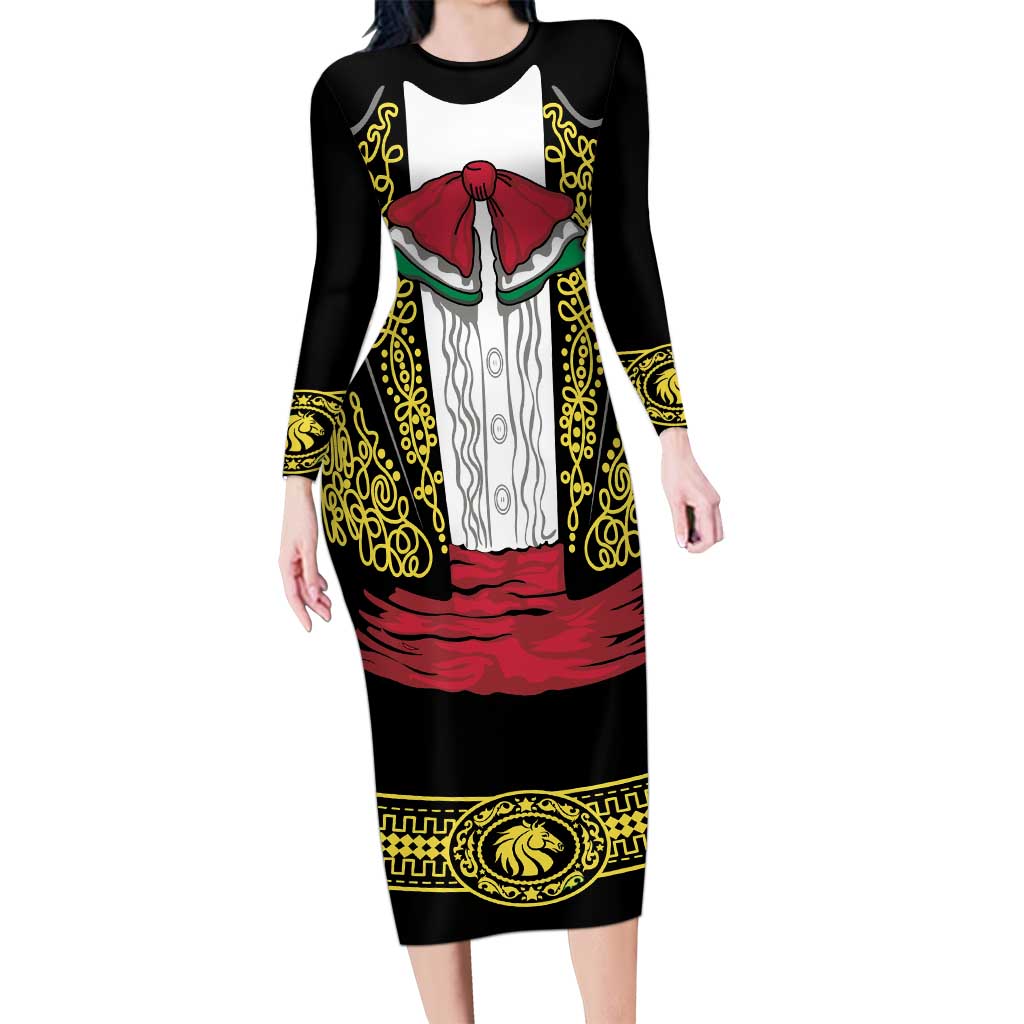 Mexican Charro Suit Stylized Family Matching Long Sleeve Bodycon Dress and Hawaiian Shirt Cinco de Mayo Costume