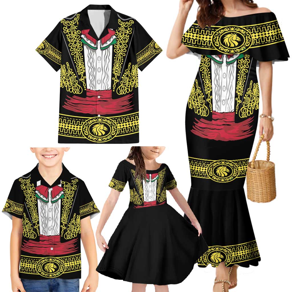 Mexican Charro Suit Stylized Family Matching Mermaid Dress and Hawaiian Shirt Cinco de Mayo Costume