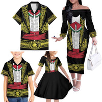 Mexican Charro Suit Stylized Family Matching Off The Shoulder Long Sleeve Dress and Hawaiian Shirt Cinco de Mayo Costume