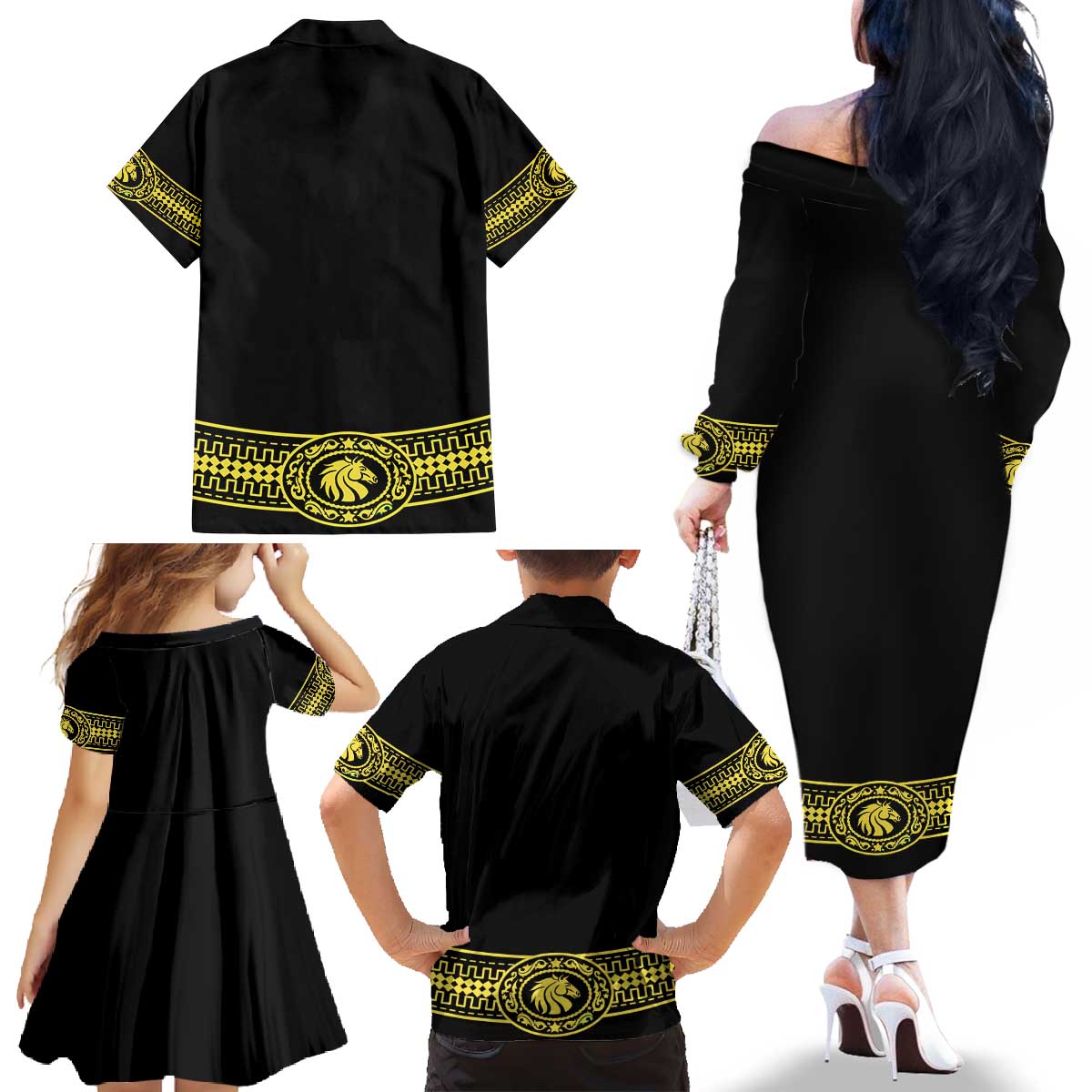 Mexican Charro Suit Stylized Family Matching Off The Shoulder Long Sleeve Dress and Hawaiian Shirt Cinco de Mayo Costume