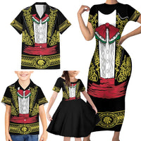 Mexican Charro Suit Stylized Family Matching Short Sleeve Bodycon Dress and Hawaiian Shirt Cinco de Mayo Costume