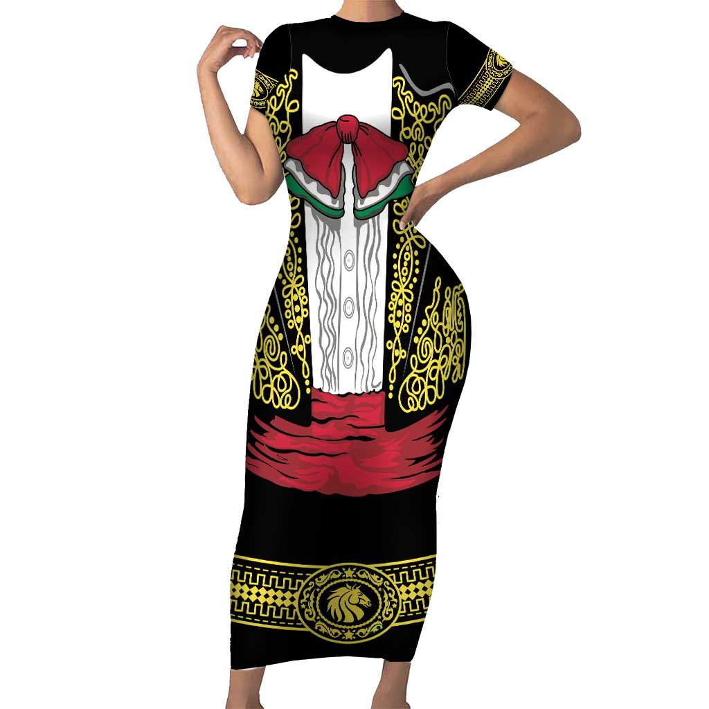 Mexican Charro Suit Stylized Family Matching Short Sleeve Bodycon Dress and Hawaiian Shirt Cinco de Mayo Costume