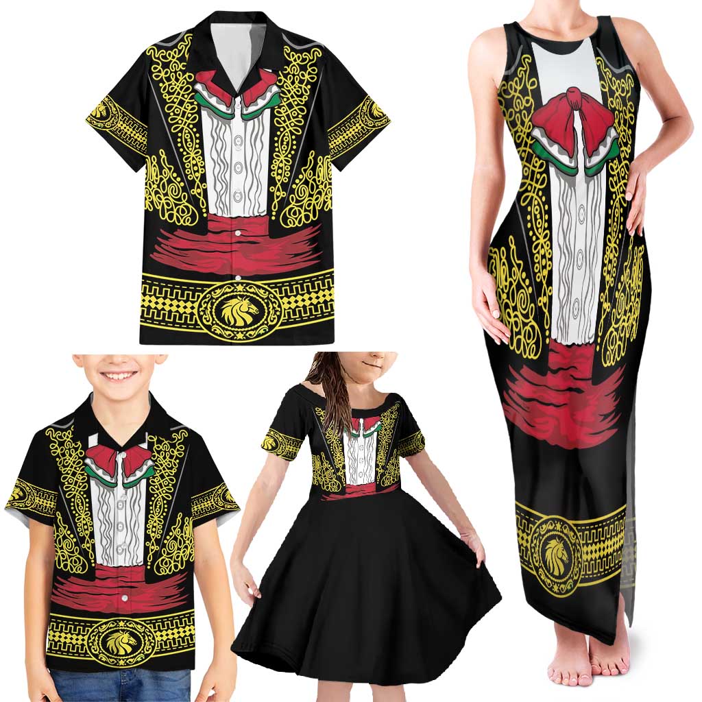 Mexican Charro Suit Stylized Family Matching Tank Maxi Dress and Hawaiian Shirt Cinco de Mayo Costume