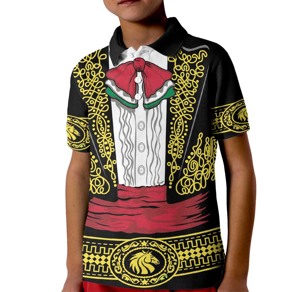 Mexican Charro Suit Stylized Kid Polo Shirt Cinco de Mayo Costume