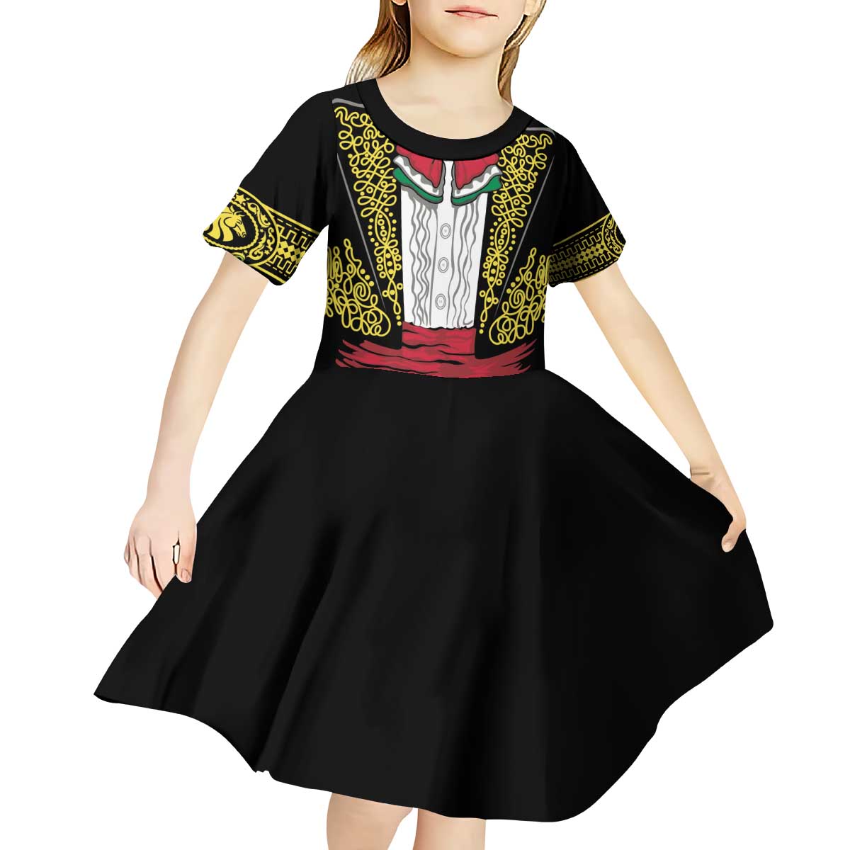 Mexican Charro Suit Stylized Kid Short Sleeve Dress Cinco de Mayo Costume