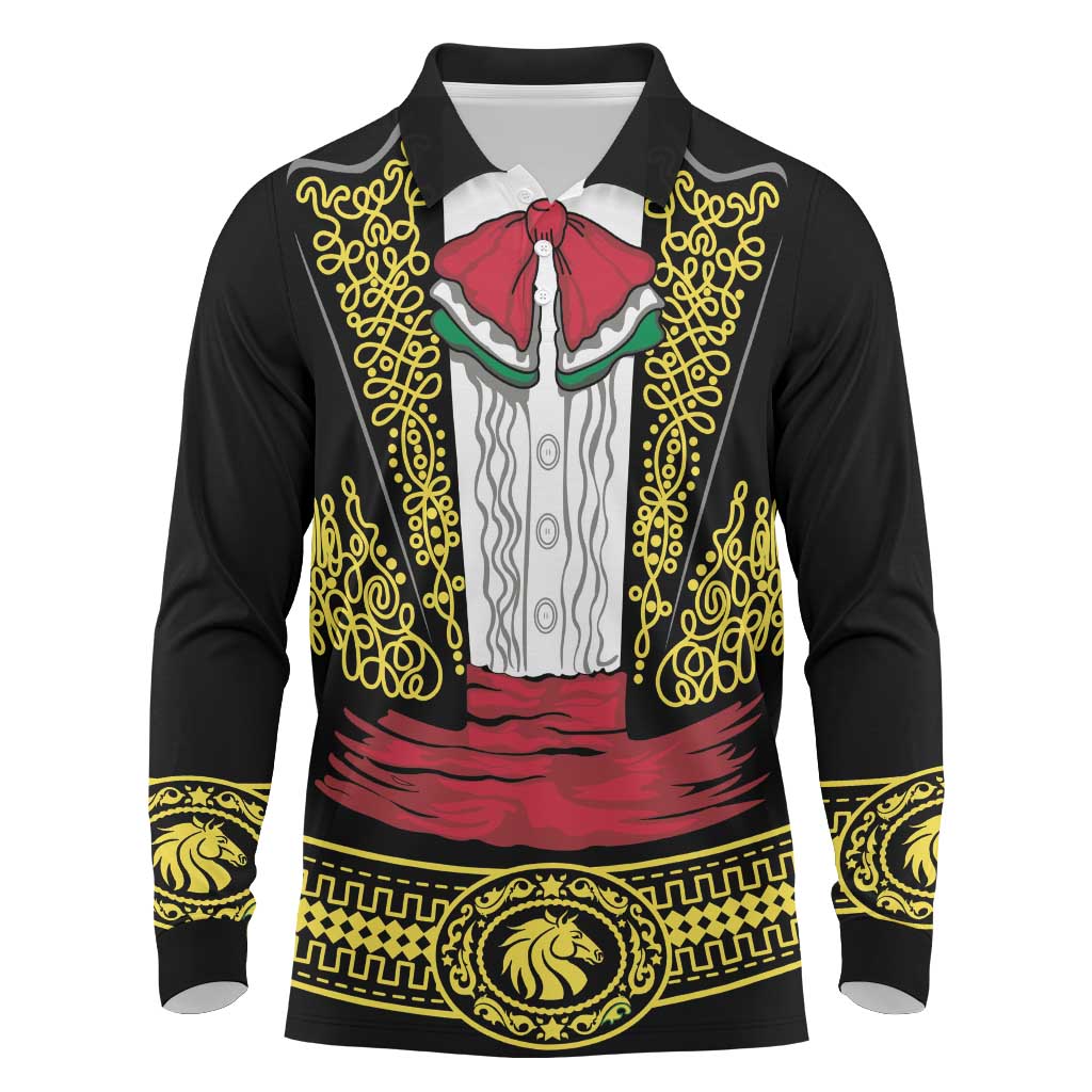 Mexican Charro Suit Stylized Long Sleeve Polo Shirt Cinco de Mayo Costume