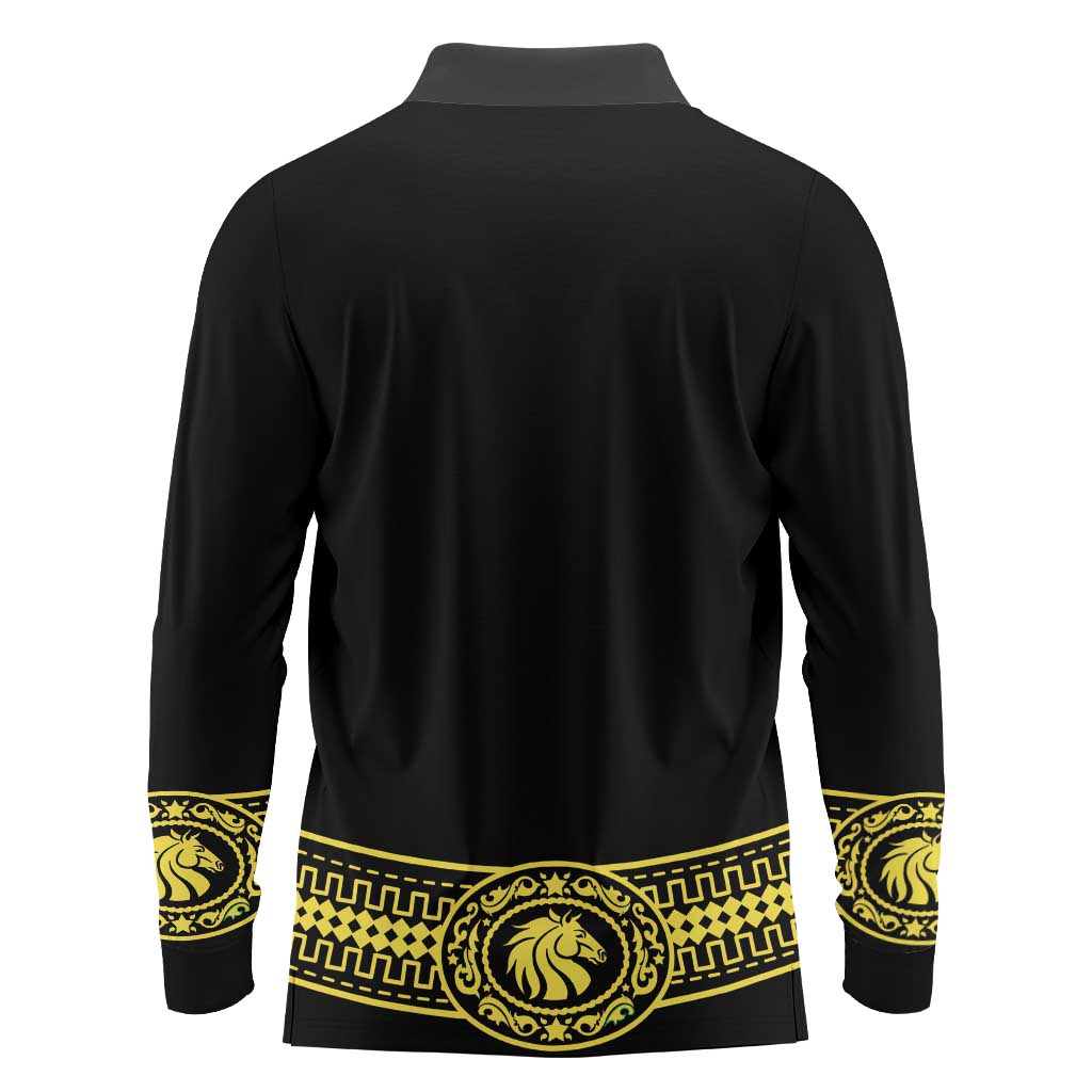 Mexican Charro Suit Stylized Long Sleeve Polo Shirt Cinco de Mayo Costume