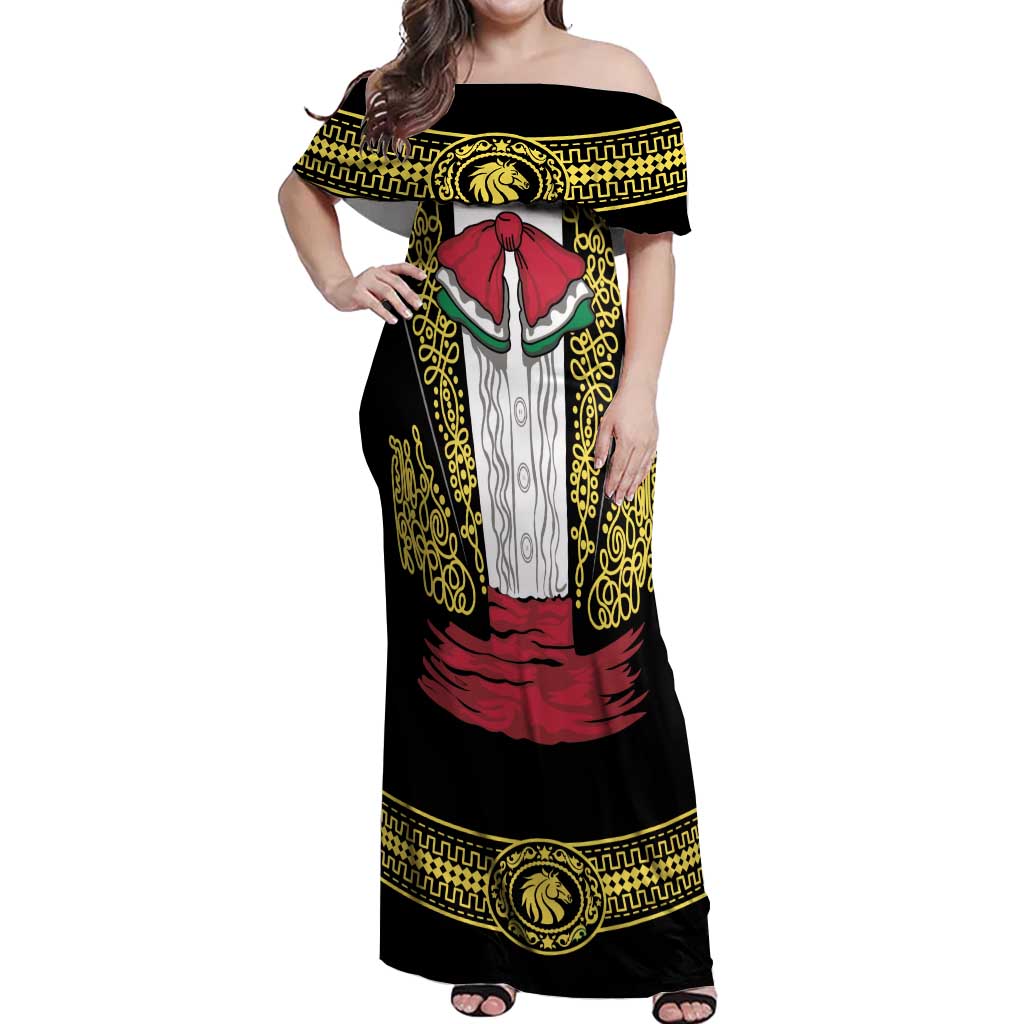 Mexican Charro Suit Stylized Off Shoulder Maxi Dress Cinco de Mayo Costume