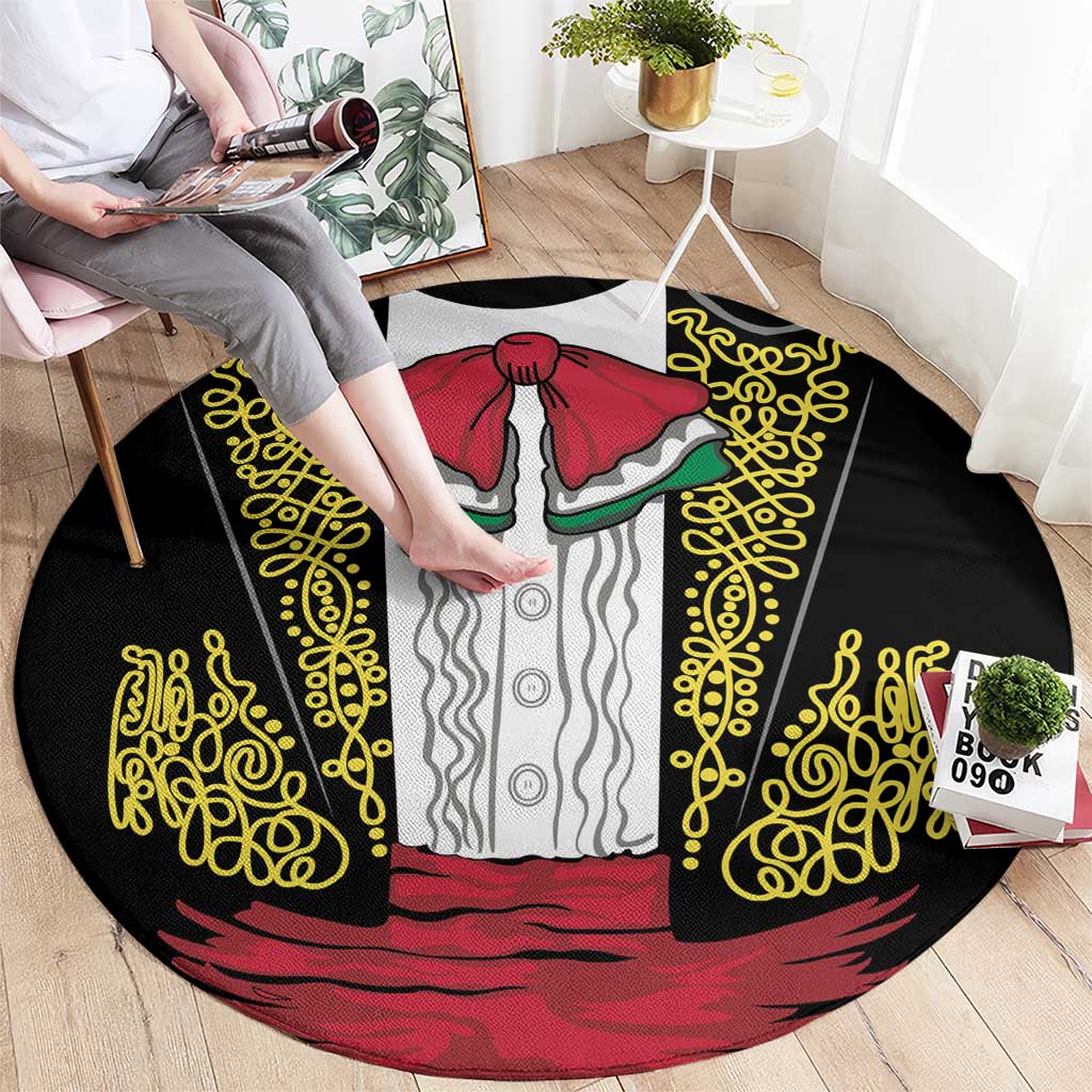 Mexican Charro Suit Stylized Round Carpet Cinco de Mayo Costume