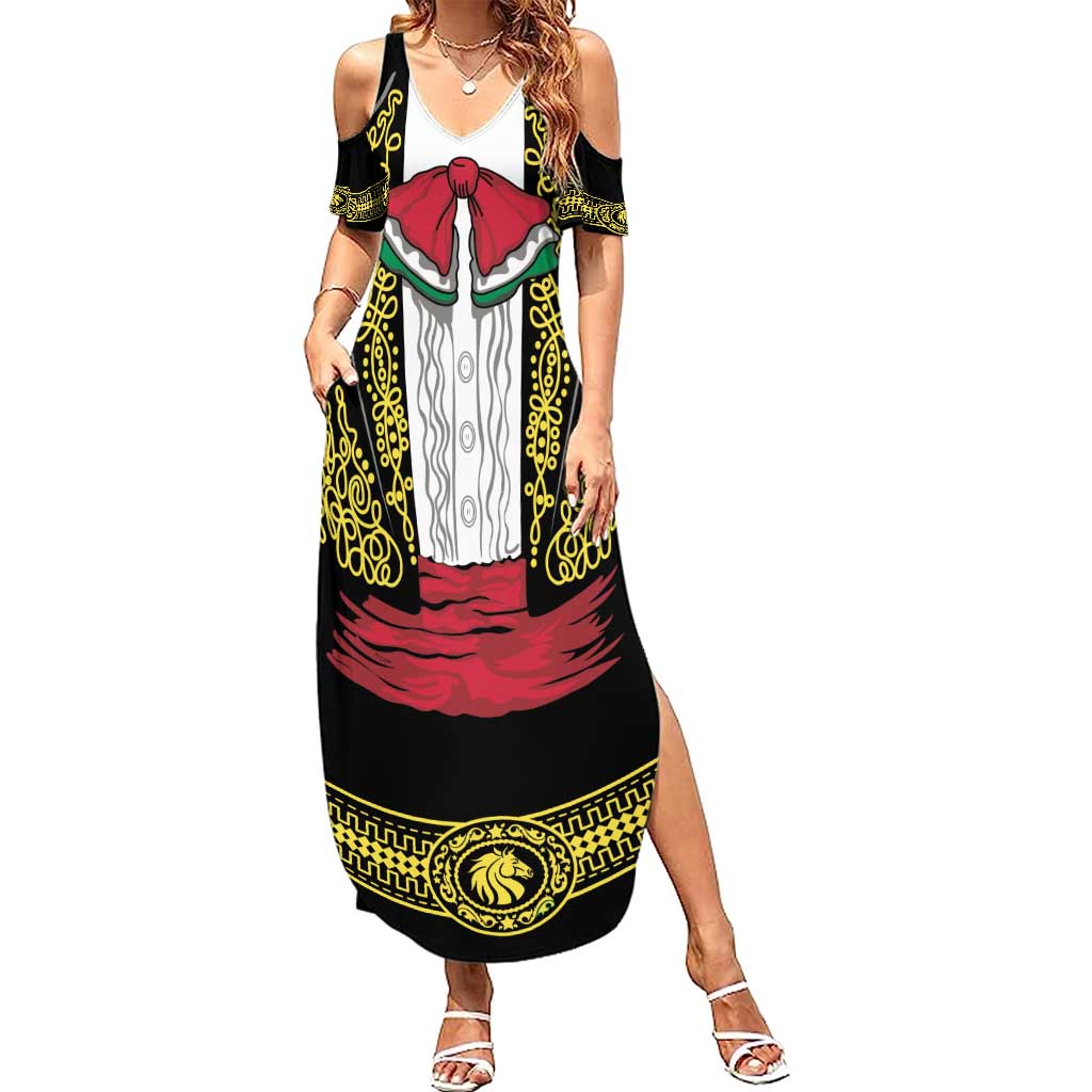 Mexican Charro Suit Stylized Summer Maxi Dress Cinco de Mayo Costume