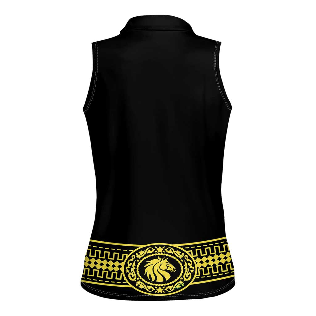 Mexican Charro Suit Stylized Women Sleeveless Polo Shirt Cinco de Mayo Costume