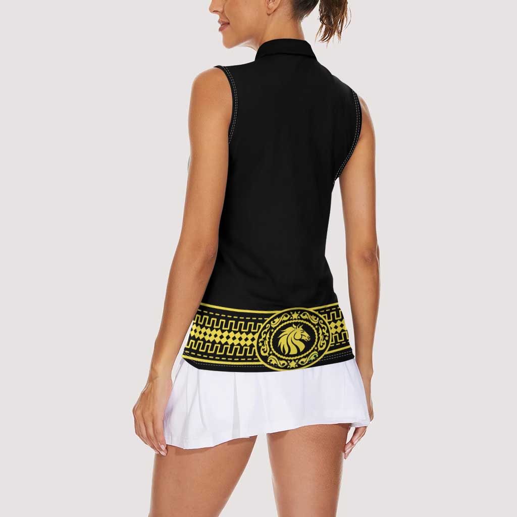 Mexican Charro Suit Stylized Women Sleeveless Polo Shirt Cinco de Mayo Costume