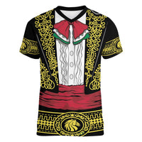 Mexican Charro Suit Stylized Women V-Neck T-Shirt Cinco de Mayo Costume
