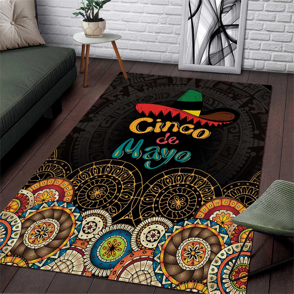Mexico Cinco de Mayo Fiesta Area Rug Traditional Sombrero Hat