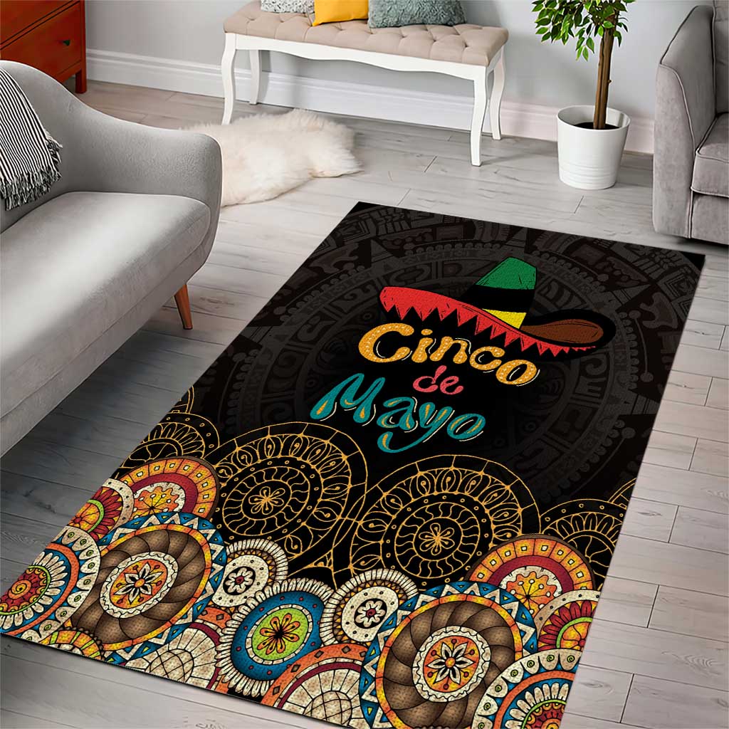 Mexico Cinco de Mayo Fiesta Area Rug Traditional Sombrero Hat