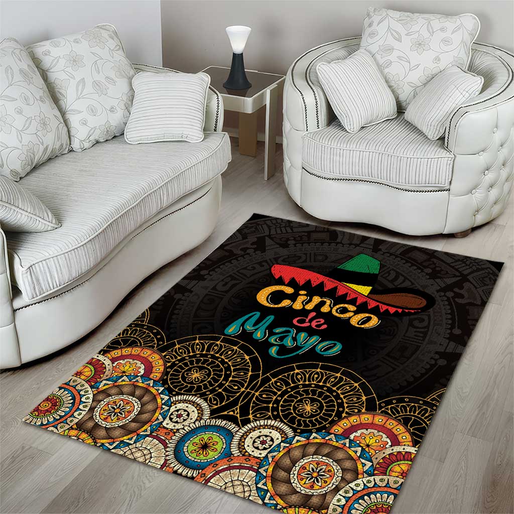 Mexico Cinco de Mayo Fiesta Area Rug Traditional Sombrero Hat