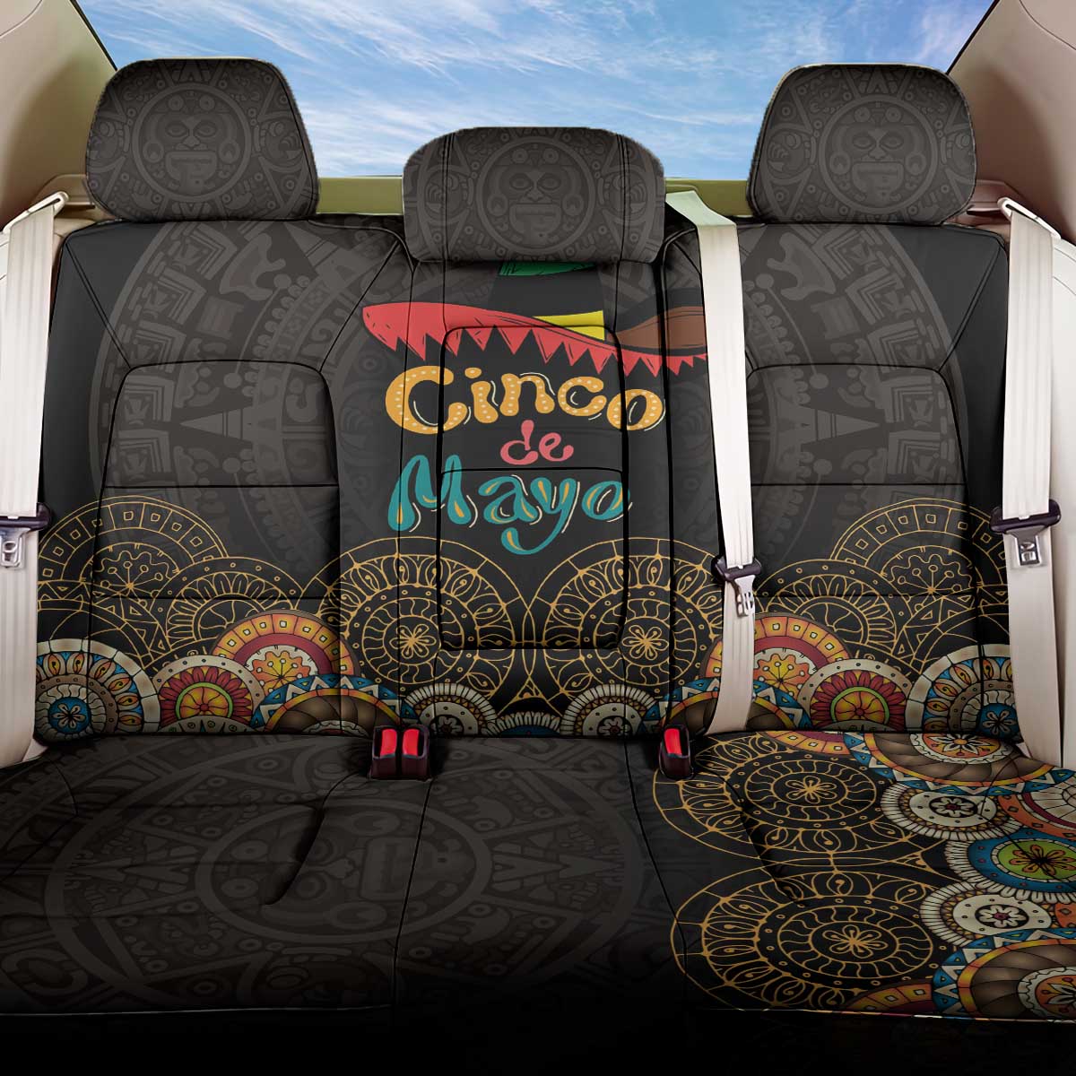 Mexico Cinco de Mayo Fiesta Back Car Seat Cover Traditional Sombrero Hat